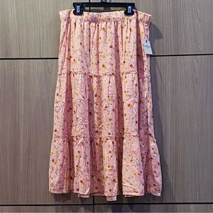 Arizona Tiered Pink Floral Skirt Youth Large NWT